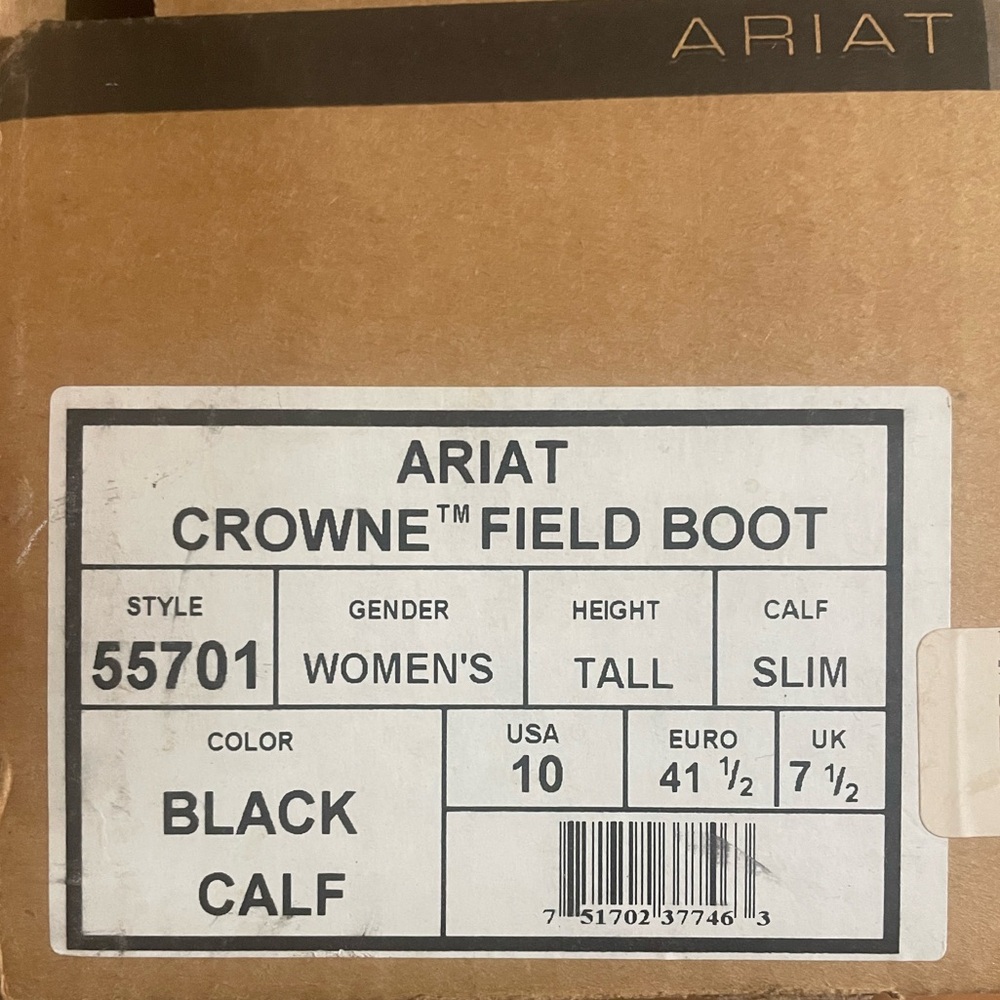 ARIAT Crowne Field Riding Horse Show Boots Black Leather Women’s 10 Tall Slim - Picture 5 of 10